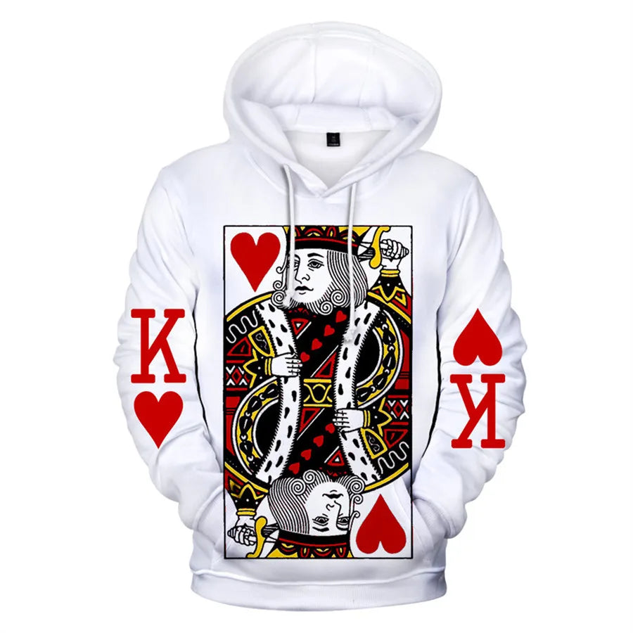 Hoodie King & Queen Poker - Imprimé Cartes K & A 3D