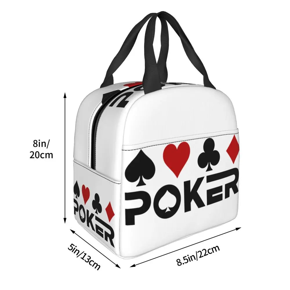 Poker Four Suits Portable Lunch Box Étanche Card Game Players Cooler Thermal Food Insulated Lunch Bag School Children Student