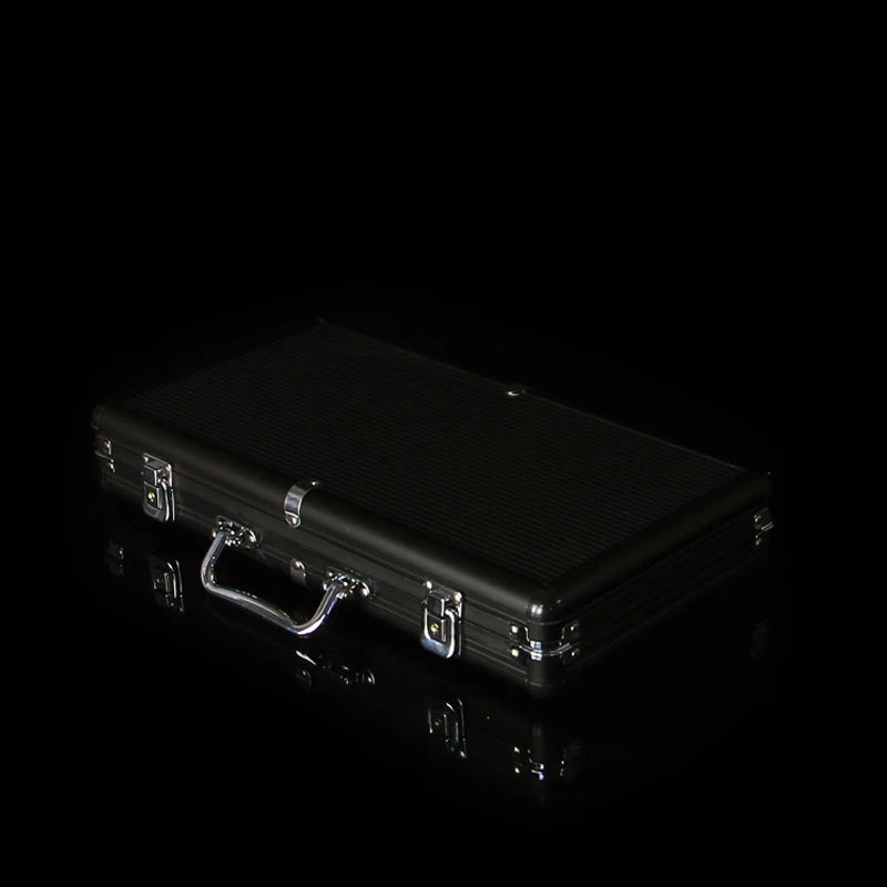 Professional Black Handheld Aluminum Poker Chips Case Texas Hold'em Poker Chip Box Club Home Game ABS Aluminum Chips Storage Box
