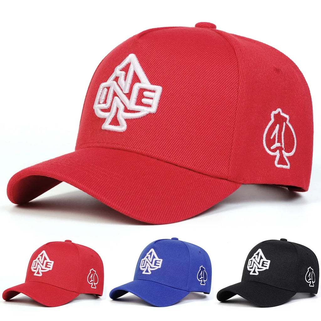 Unisex ONE Poker Embroidery Baseball Caps Spring Autumn Outdoor Adjustable Casual Hats Sunscreen Hat Sports Cap