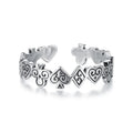 WOSTU Vintage 925 Sterling Silver Poker Card Open bague For Women, Antique Adjustable Stacking Party Rings Fine Gift