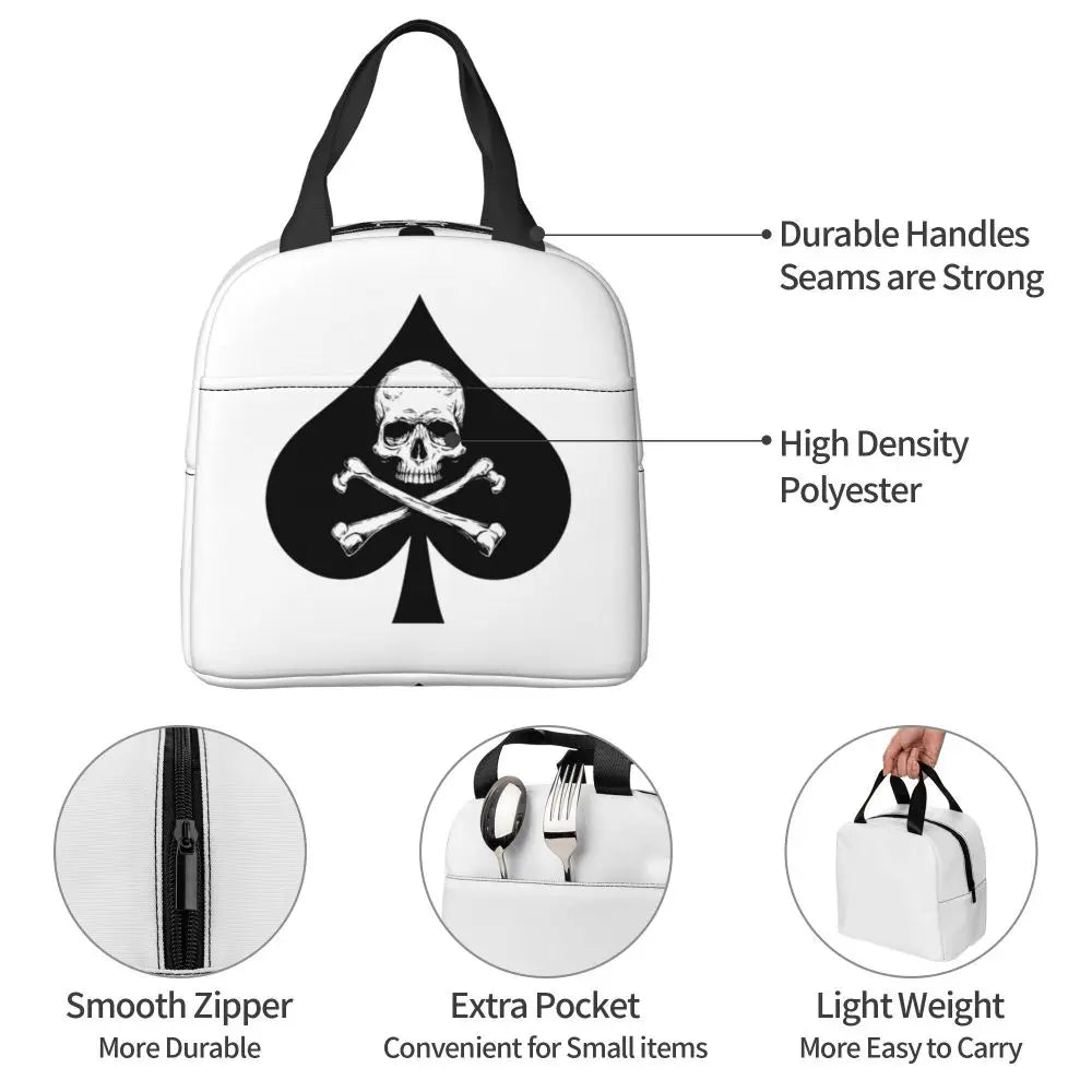 Poker Four Suits Portable Lunch Box Étanche Card Game Players Cooler Thermal Food Insulated Lunch Bag School Children Student