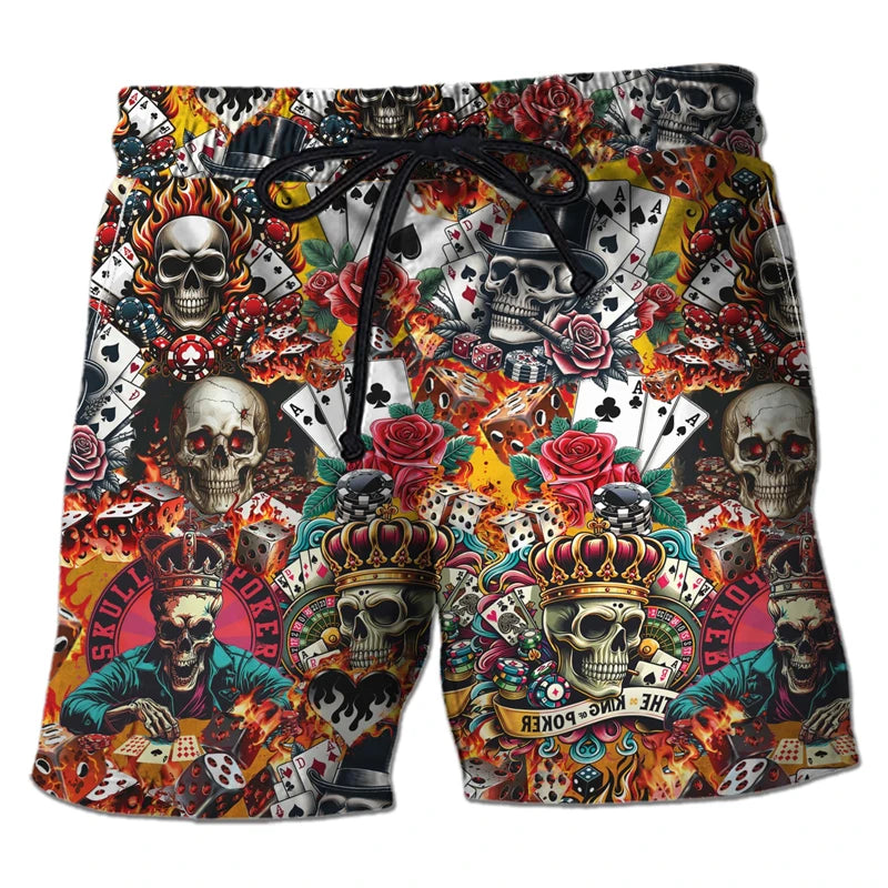 Casino Club 3D Printed Boardshorts Fashion Poker Short Pants For Men Clothes Playing Poker Beach Shorts Cards Trunks Bermudas
