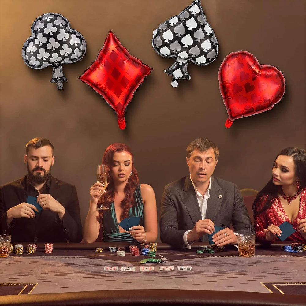 Casino Fête Décoration Dice Ballon Chanceux 7 Aluminium Ballon Latex Poker Ballons Casino Poker Fête Las Vegas Mariage Décorations