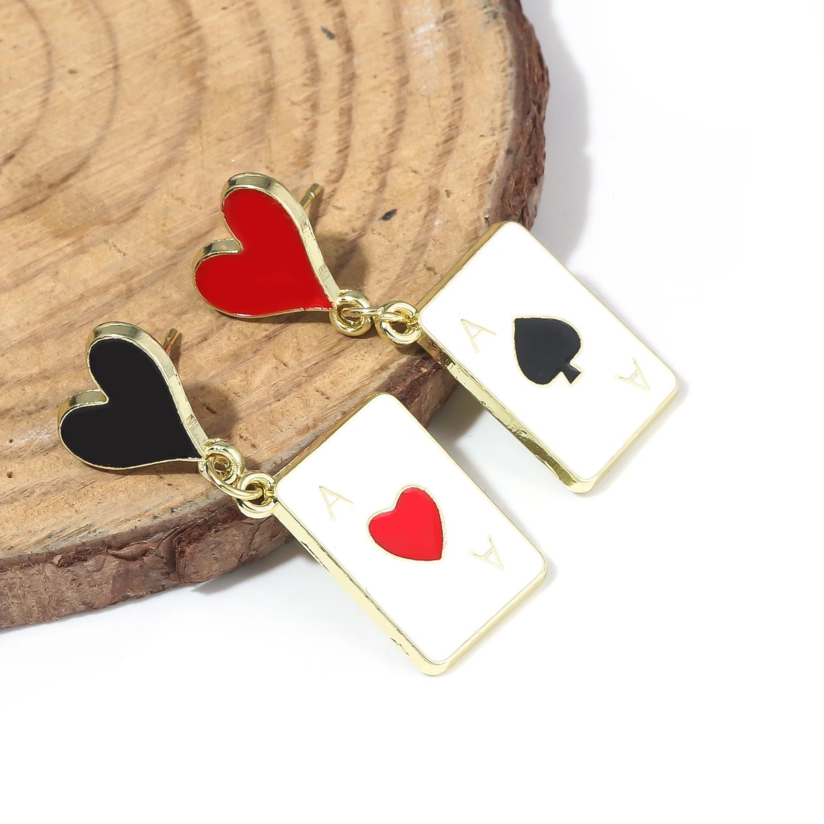 Alice In Wonderland Playing Card Earrings Women Funny Clock Poker Card Drop Earrings Hearts And Spades Playing Cards Earrings