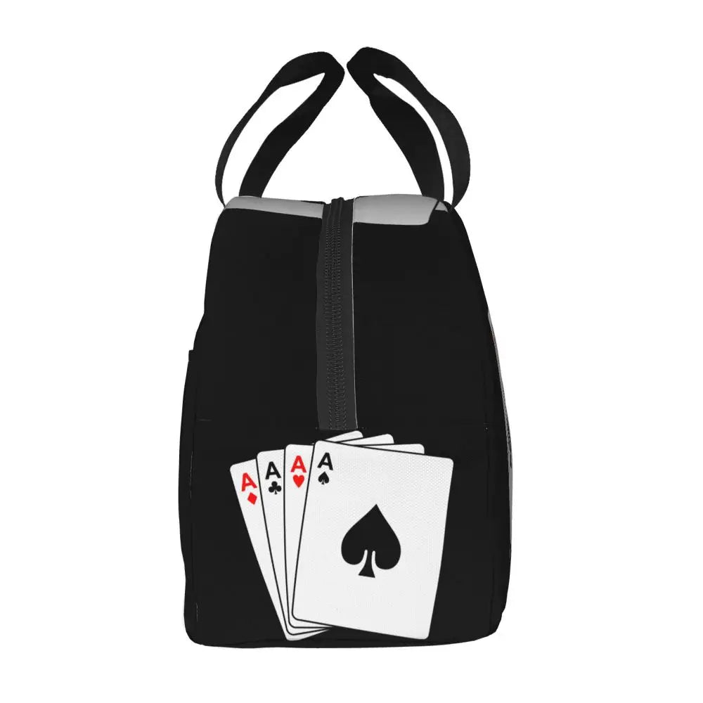 Poker Four Suits Portable Lunch Box Étanche Card Game Players Cooler Thermal Food Insulated Lunch Bag School Children Student