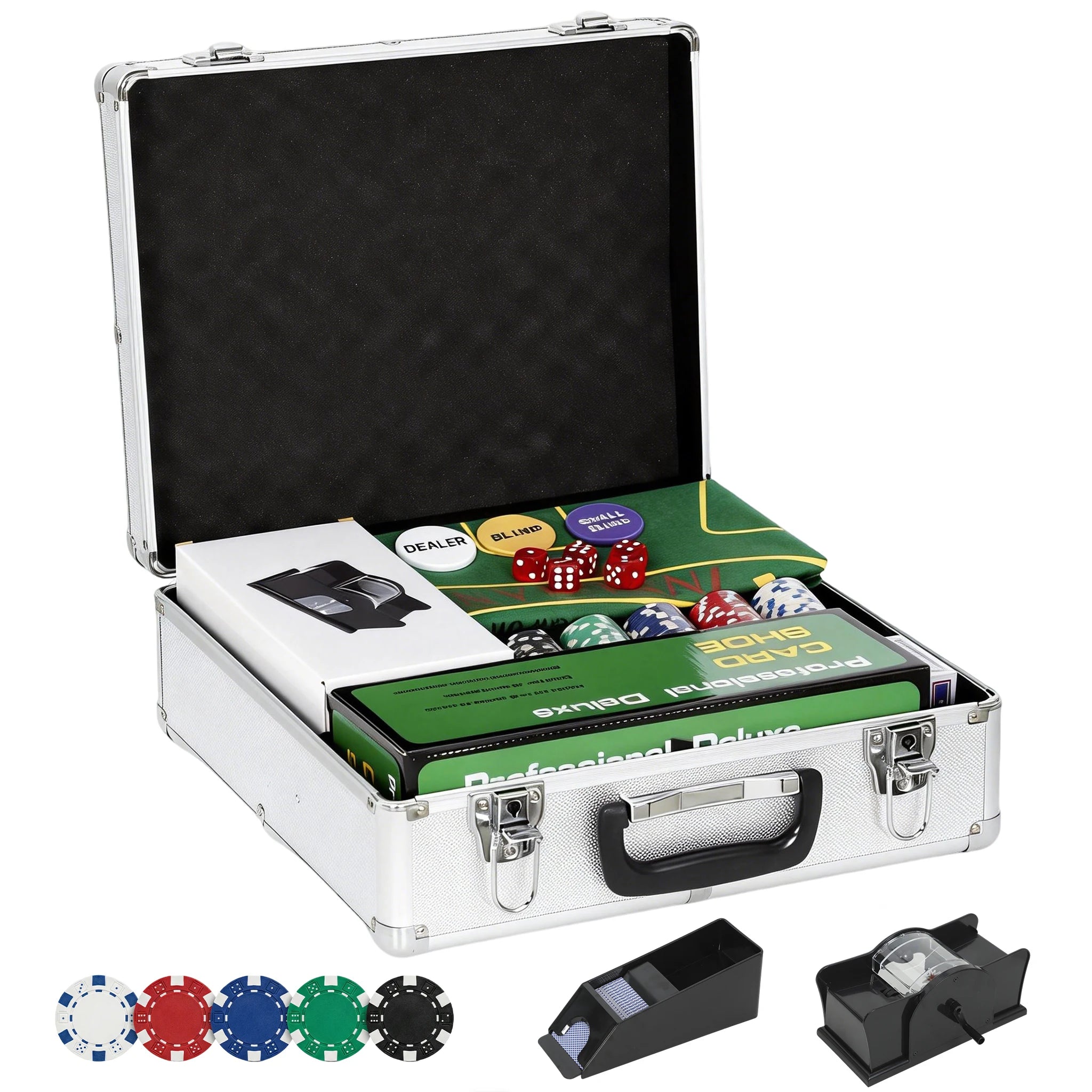 Sports now Poker case complete Poker Box 500 Token, ABS case, playing cards, dice, deal, Carpet, keys, for J