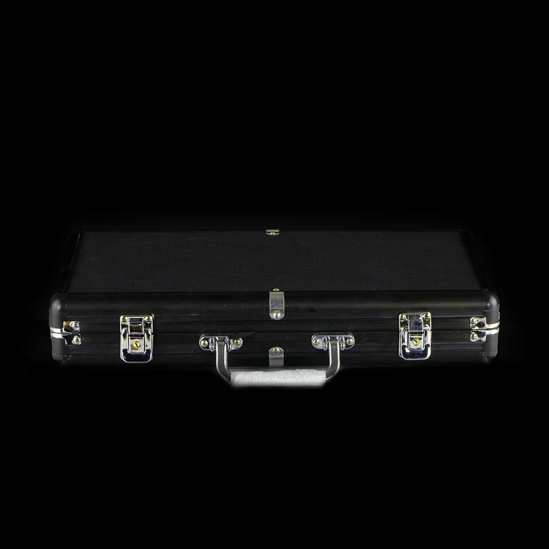 Professional Black Handheld Aluminum Poker Chips Case Texas Hold'em Poker Chip Box Club Home Game ABS Aluminum Chips Storage Box