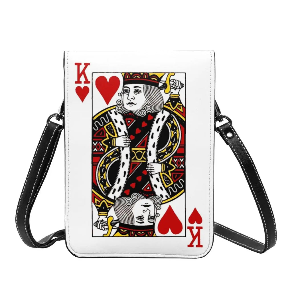 Poker Shoulder Sac KING OF HEARTS Work Leather Mobile Phone Sac Female Cadeau Vintage Sacs