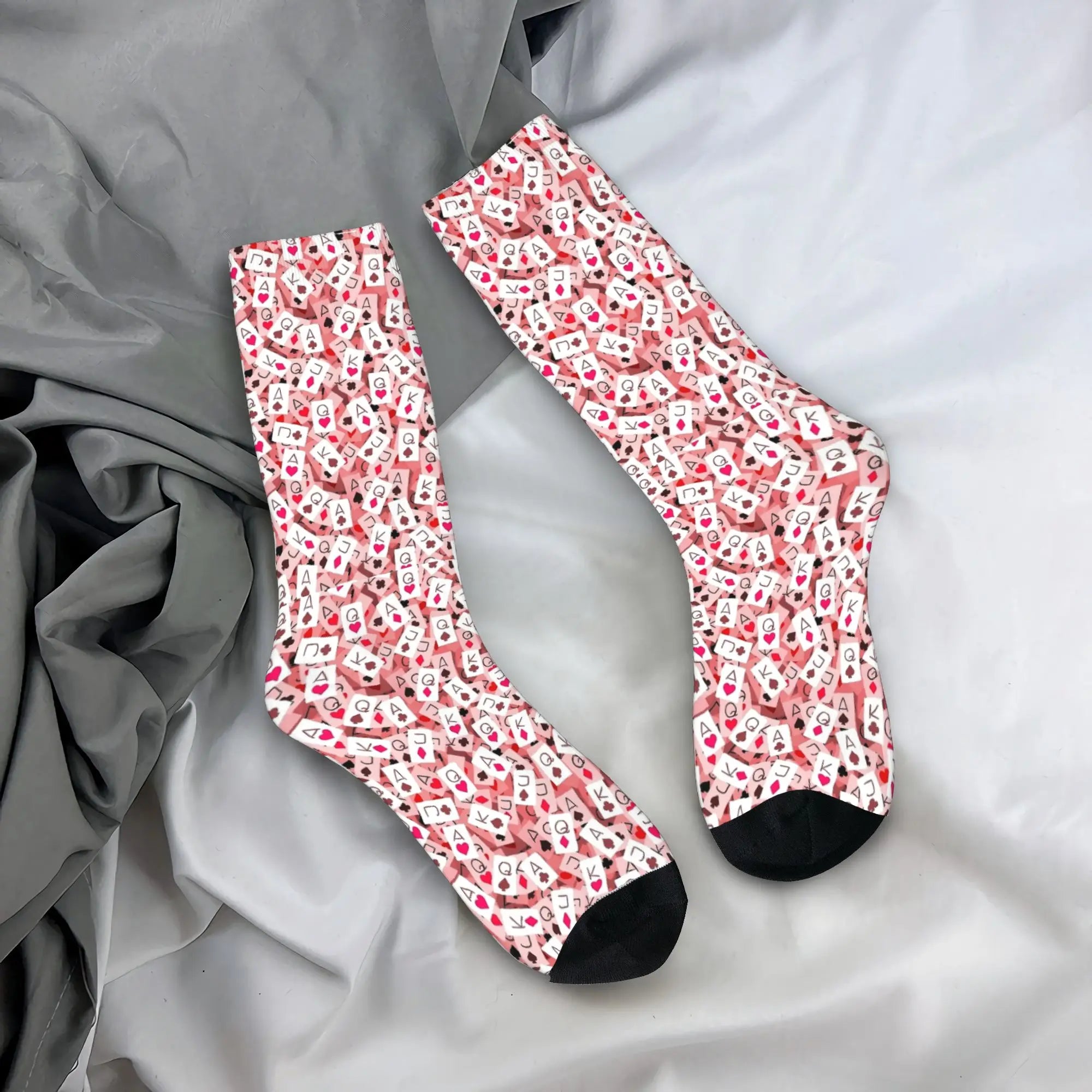 Poker Cards Heart Socks Autumn  Stockings Novelty Men Warm Soft Socks Printed Outdoor Sports Non Slip Socks