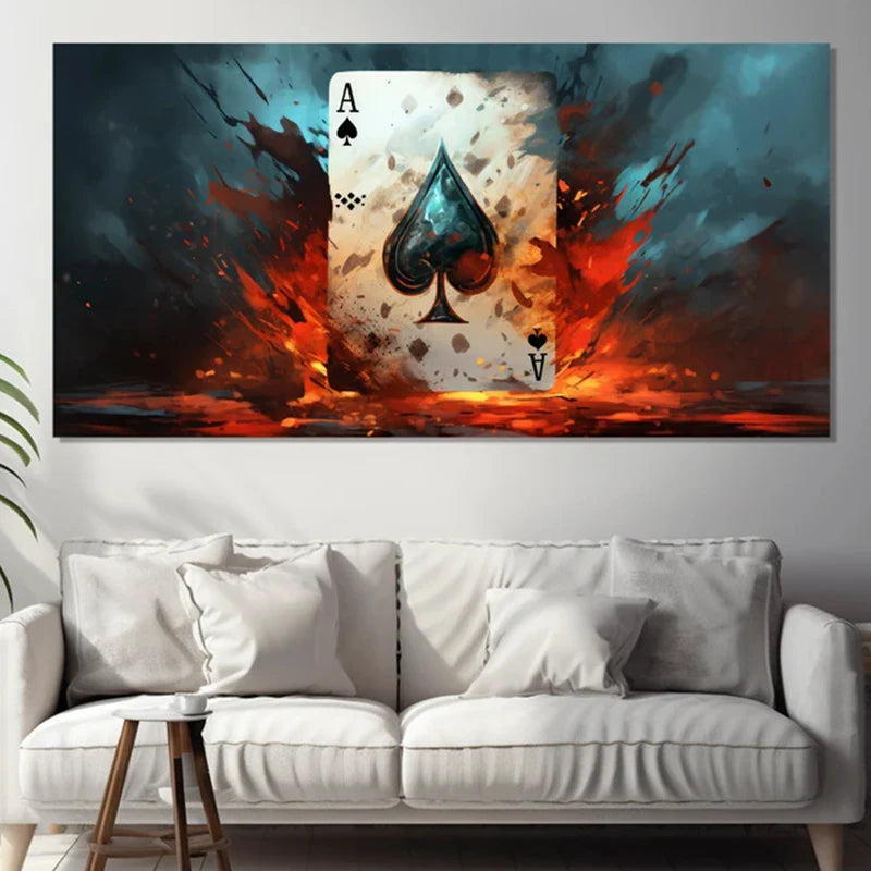 Abstract Ace of Spades King Poker Playing Cards Casino Artwork Poster Canvas Painting Wall Art Pictures Home Interior Decor