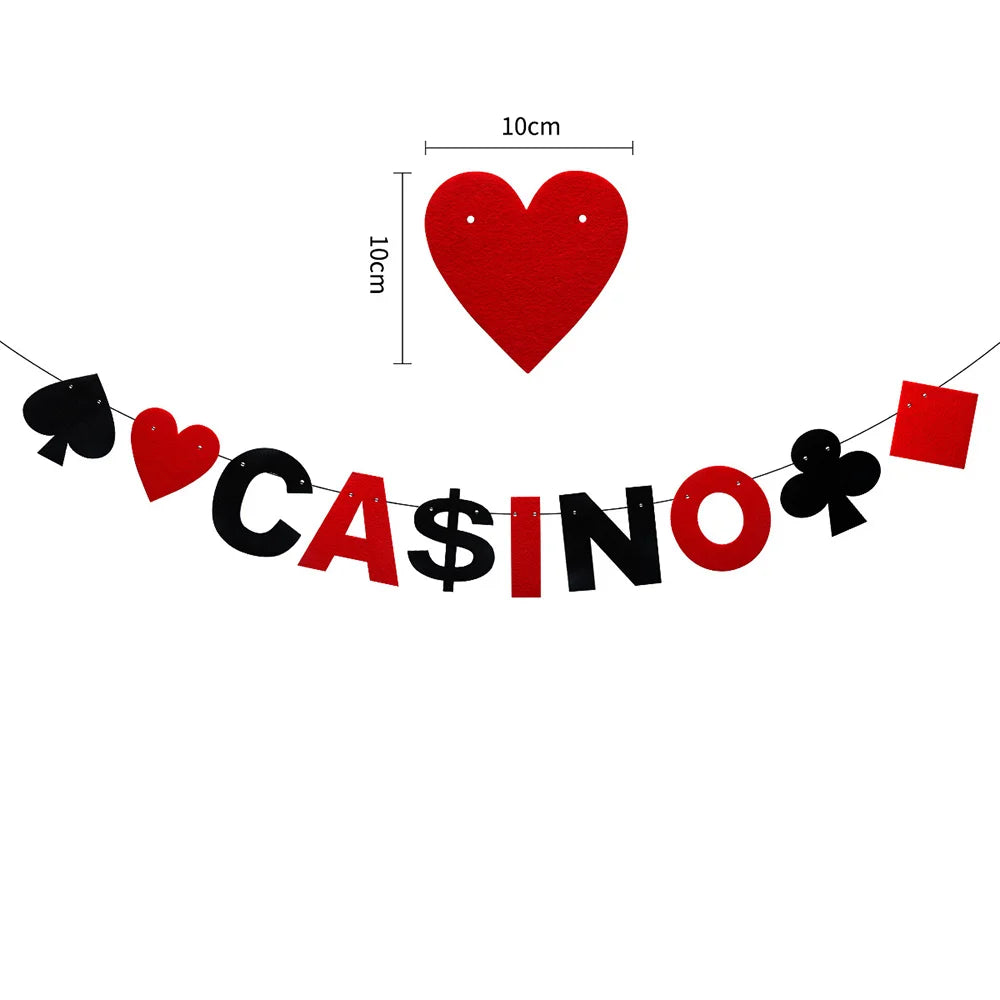 Casino Poker Anniversaire Theme Fête Décorations Casino Happy Anniversaire Bannière Poker Guirlande pour Casino Nuit Poker Events Accessoires