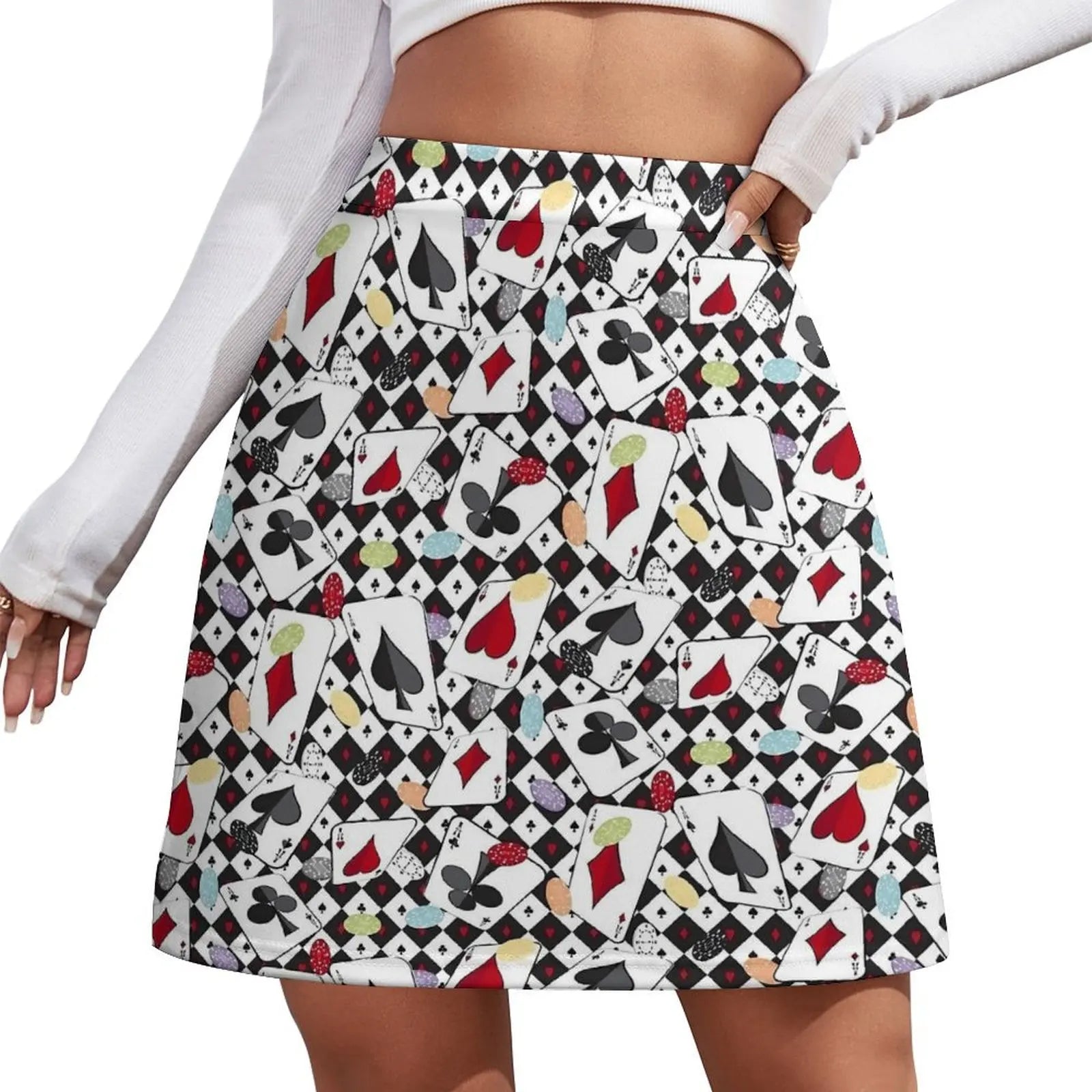 Playing Cards Casino The Gambler Skirt Summer  Y2K Casual A-line Skirts Cute Mini Skirt Ladies Graphic Oversized Skort Clothes
