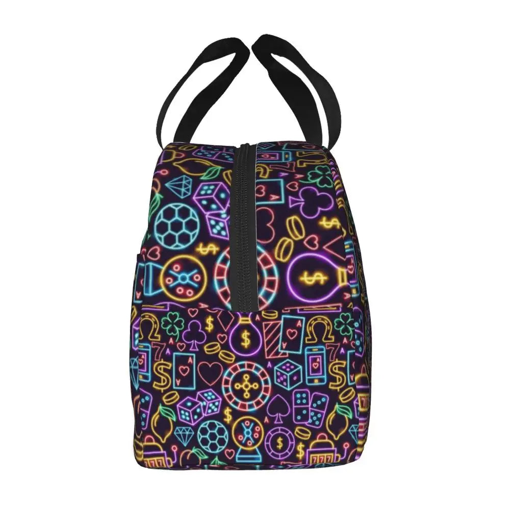 Poker Four Suits Portable Lunch Box Étanche Card Game Players Cooler Thermal Food Insulated Lunch Bag School Children Student
