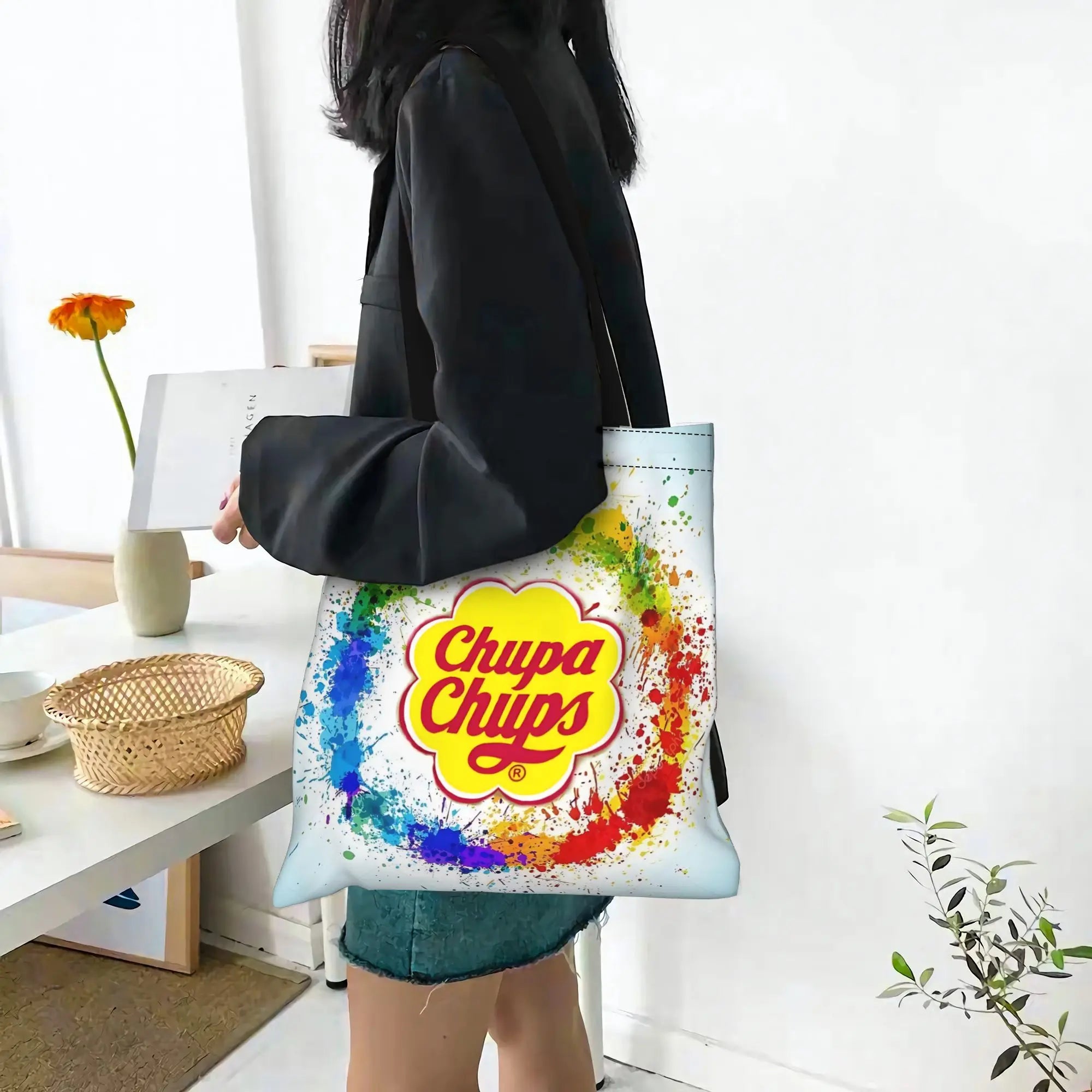 Fashionable Tote Bag - Grand Format Cartes à Jouer Style Toile Sac Foldable Chic Cadeaux