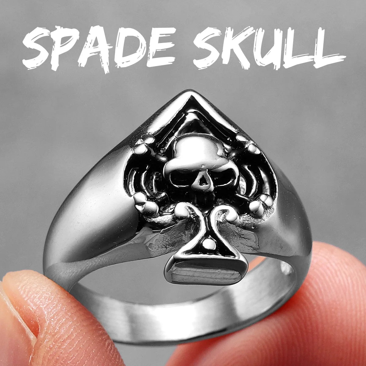 Poker Spade Skull Stainless Steel Men Rings Punk New In For Male Women Fashion Jewelry Creativity Gift Wholesale Dropshiping