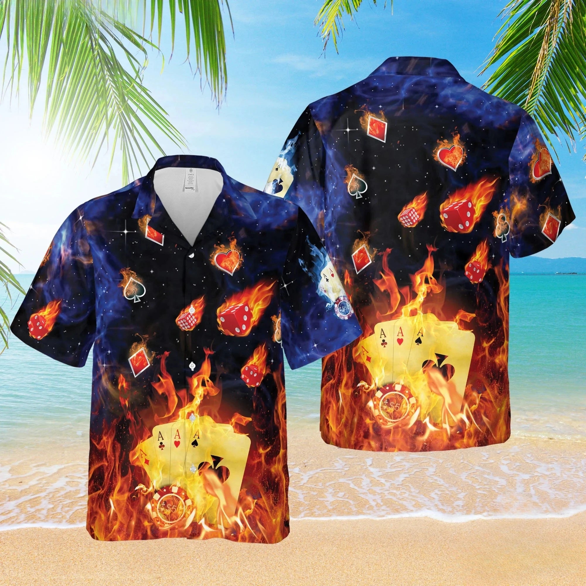 Poker Hawaiian Shirts Gambling Shirt Blackjack Short-sleeve Button Down Shirt Gift for Casino Lover Las Vegas Trip Casino Shirt