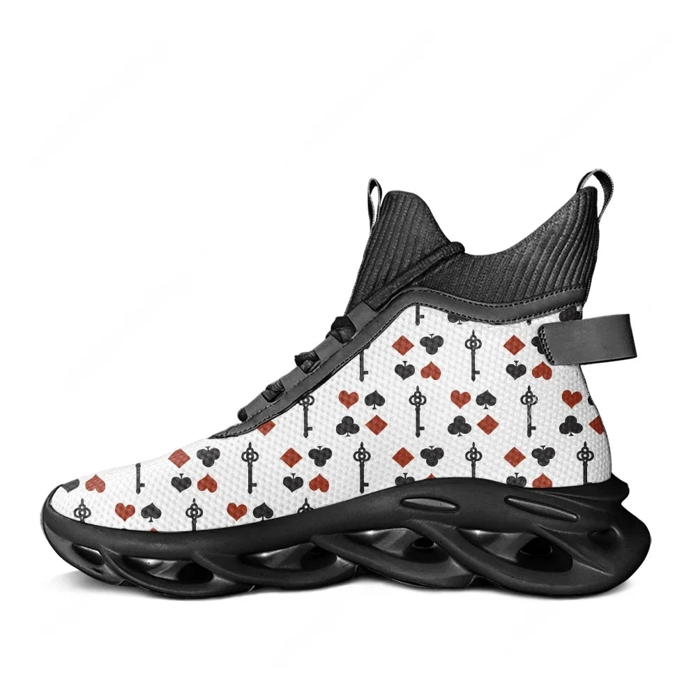 Playing Card Poker 3D Printed Pattern High Top Flats Sneakers baskets