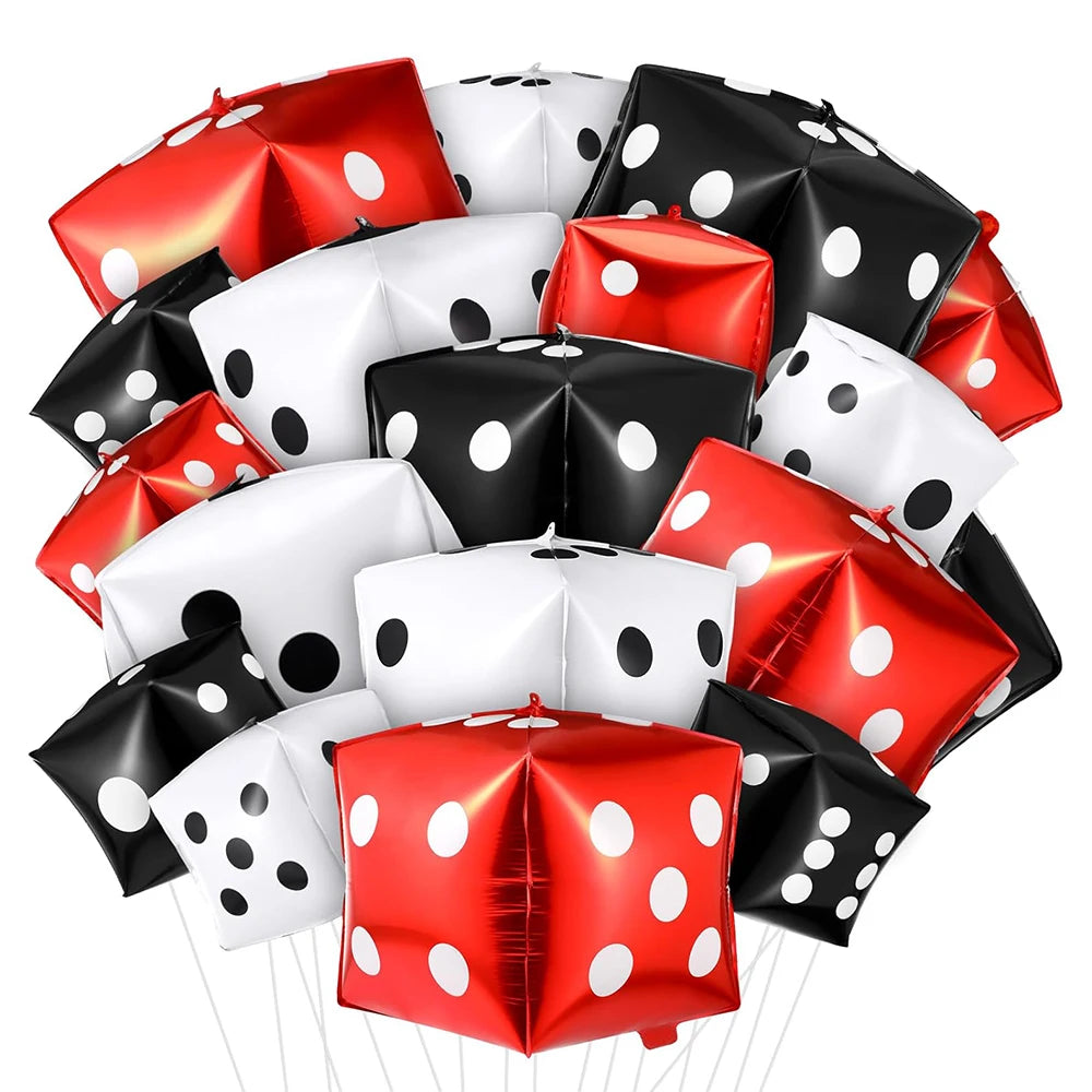 Casino Fête Décoration Dice Ballon Chanceux 7 Aluminium Ballon Latex Poker Ballons Casino Poker Fête Las Vegas Mariage Décorations