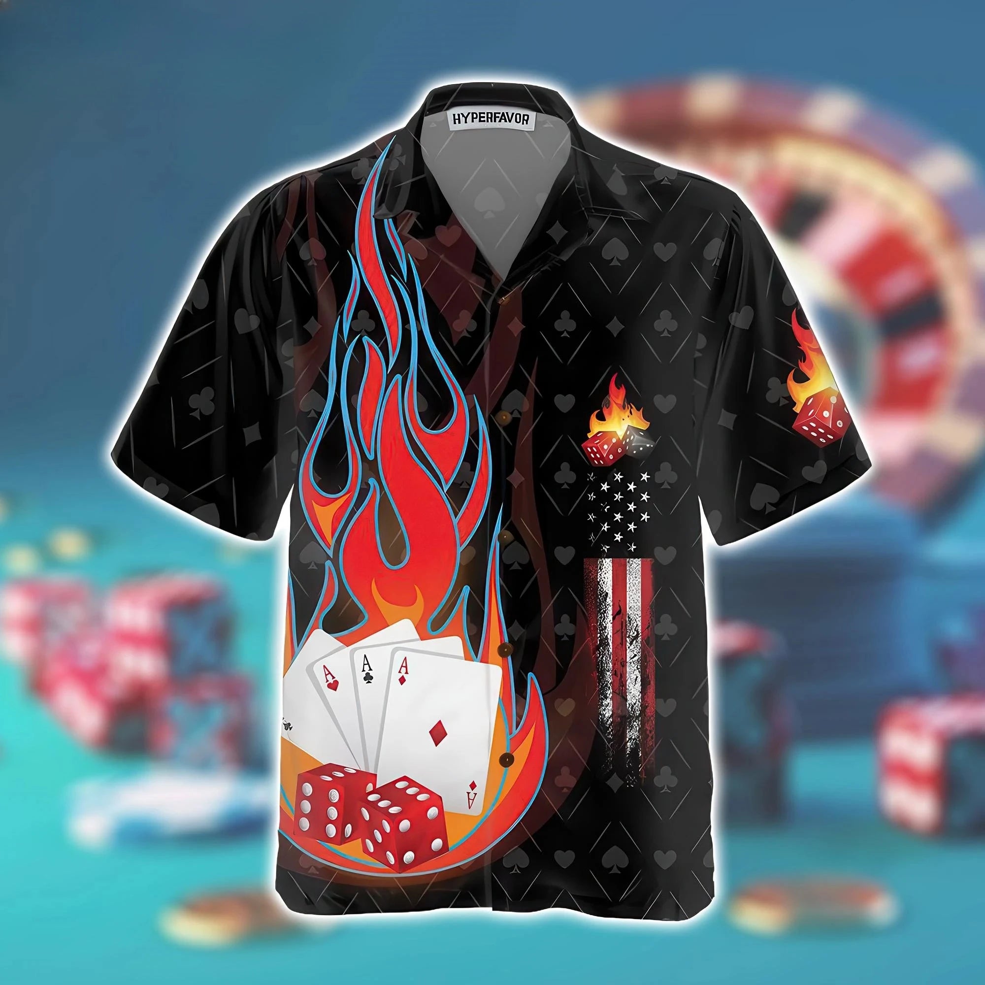 Poker Hawaiian Shirts Gambling Shirt Blackjack Short-sleeve Button Down Shirt Gift for Casino Lover Las Vegas Trip Casino Shirt