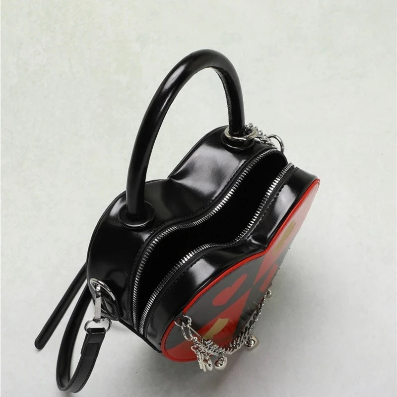 Femme Shoudler Sac Femme's Creative Poker Impressioned Chain Heart Shaped Sac Love Handheld Bandoulière Sacs Drop Shipping