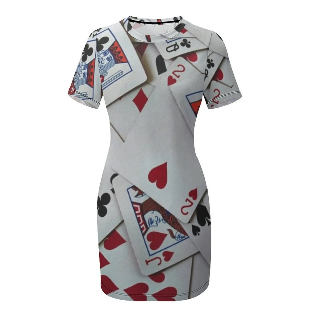 Playing Cards Poker Games Queen King Short-Sleeved Dress evening dress summer dress woman 2025 summer daily