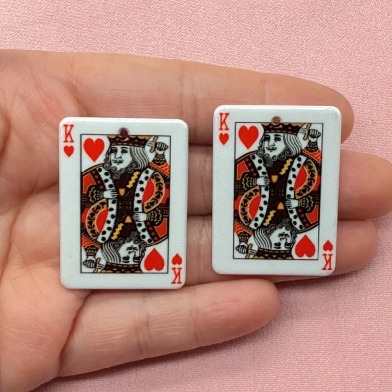 10pcs acrylic simulation poker pendant, DIY jewelry making earrings, keychain accessories