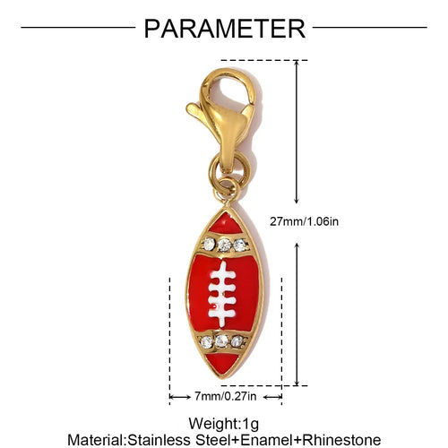 3pcs/Lot Stainless Steel Football Rugby Badminton Diy Clip On Charms Never Fade Women Earphone Poker A Necklace Lobster Pendant
