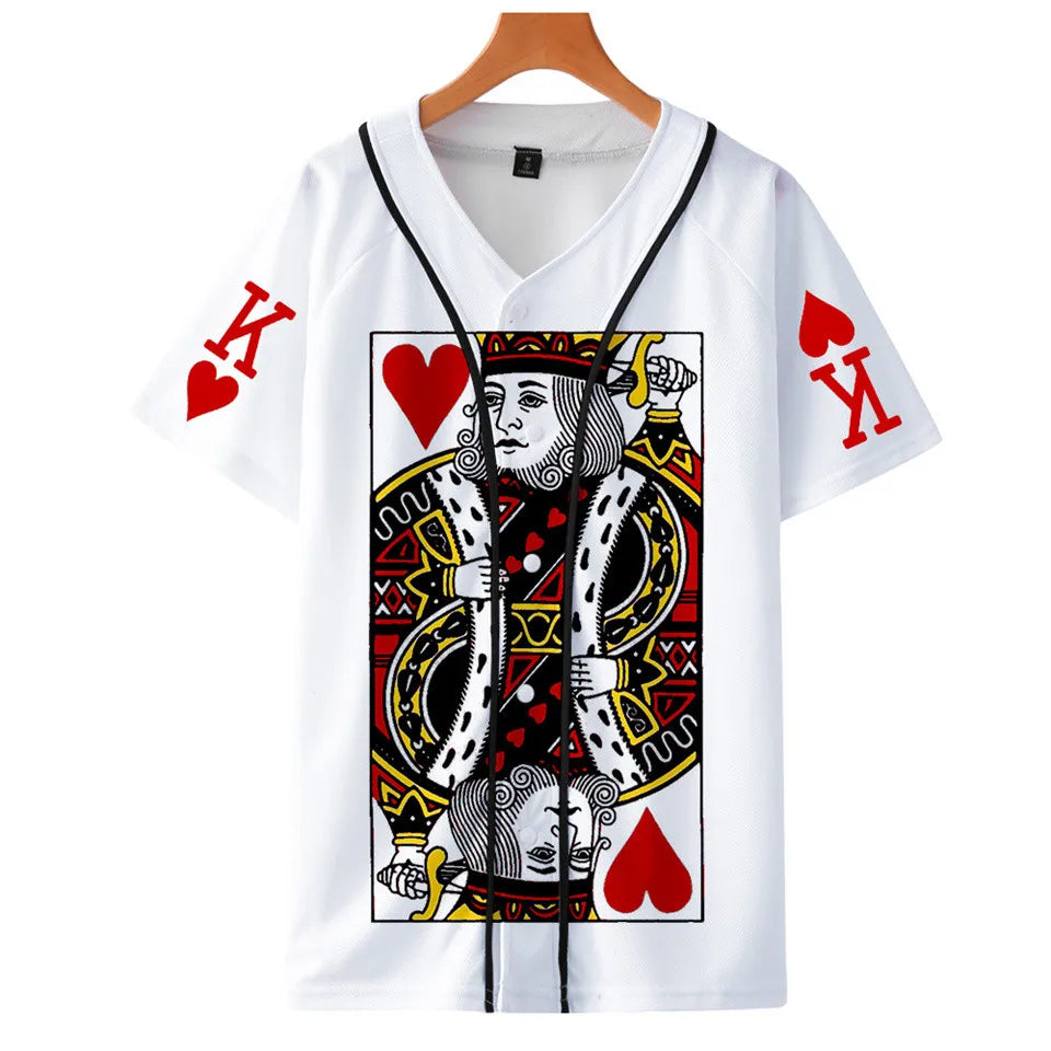 Playing Cards Poker K Q print t shirt men/women KING QUEEN t-shirt male clothes boys/girls harajuku funny t shirts tops