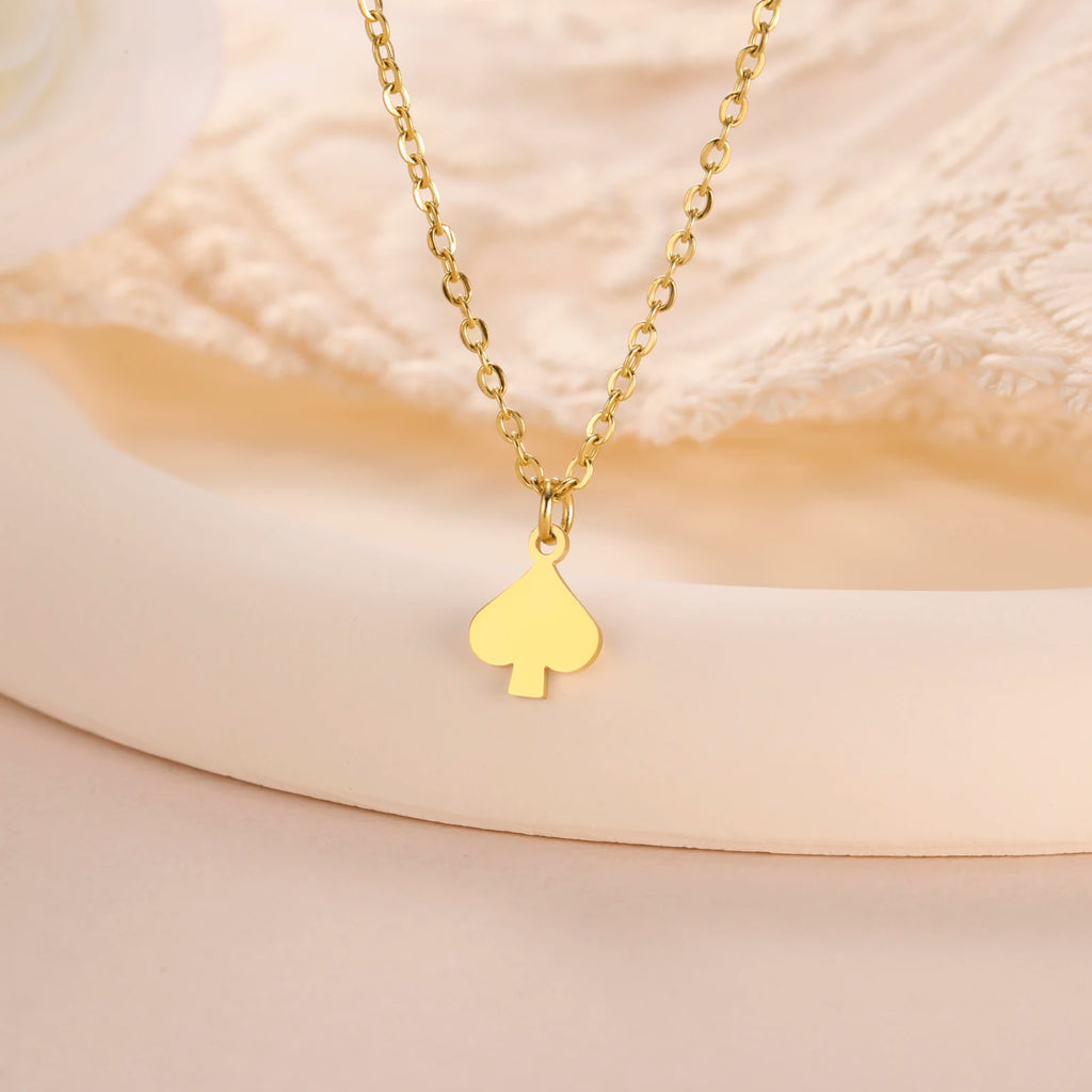 Unift Lucky Gambler Necklace for Poker Players Digger Stainless Steel Spade Ace Pendant Women Choker Neck Chain Trendy Jewelry