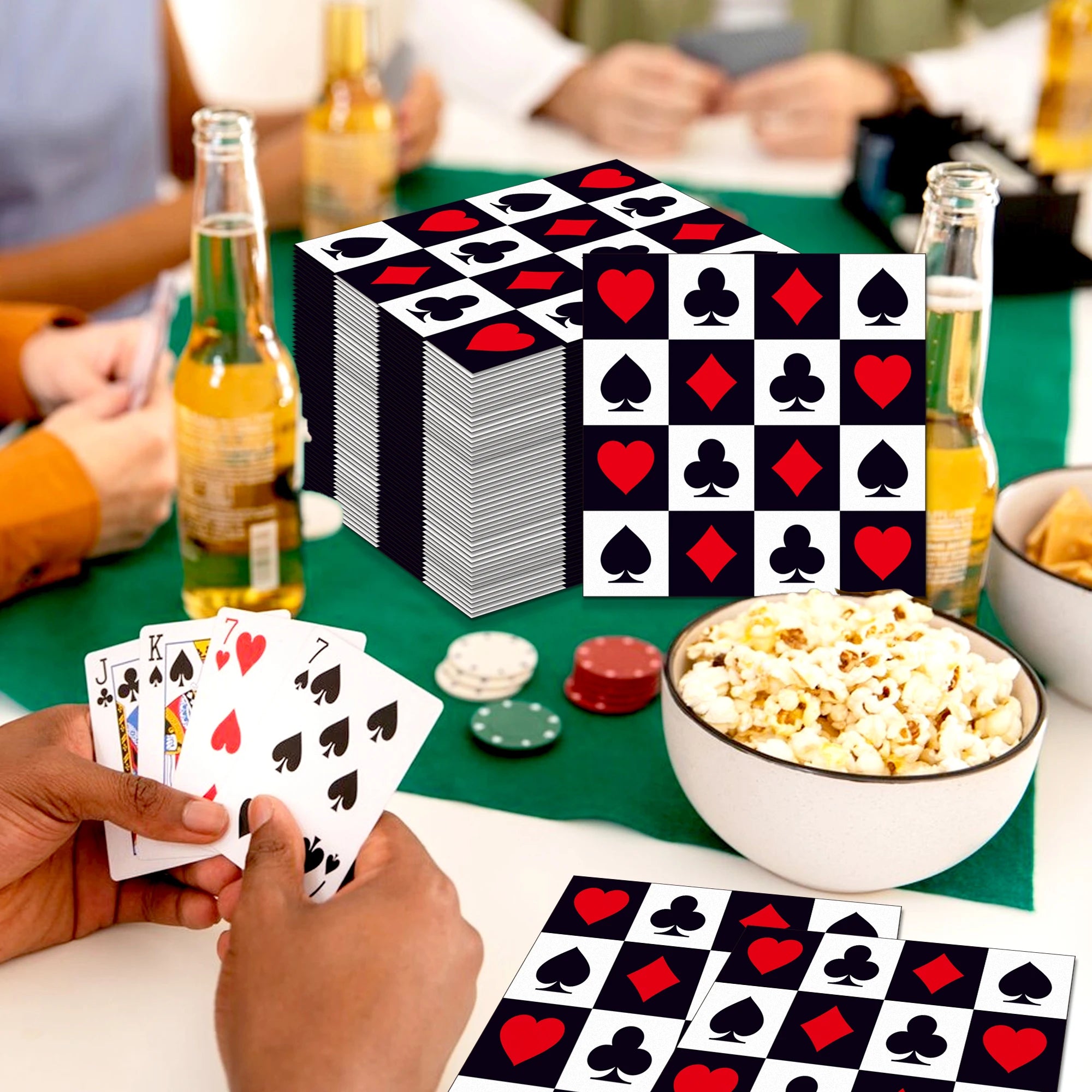 20pcs  Poker Game Card Square Guest Napkins Disposable Paper Dinner Napkin Bathroom Hand Towels Wedding Birthday Party Decor