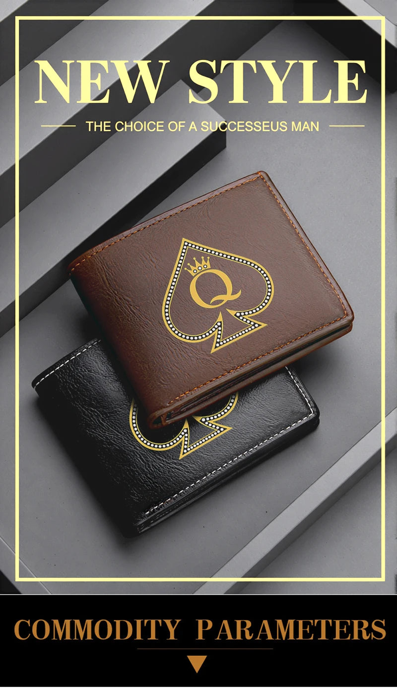 Queen of Pique Premium PU Leather Portefeuille pour Homme Slim Lightweight Durable Business Style Elegant Design
