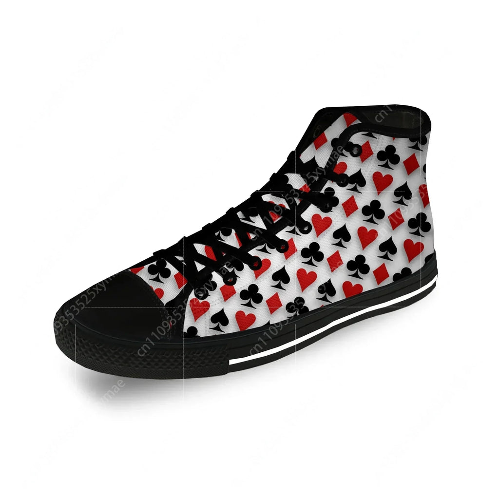 Playing Card Poker Popular Cool Casual Cloth Fashion 3D Print High Top Canvas baskets