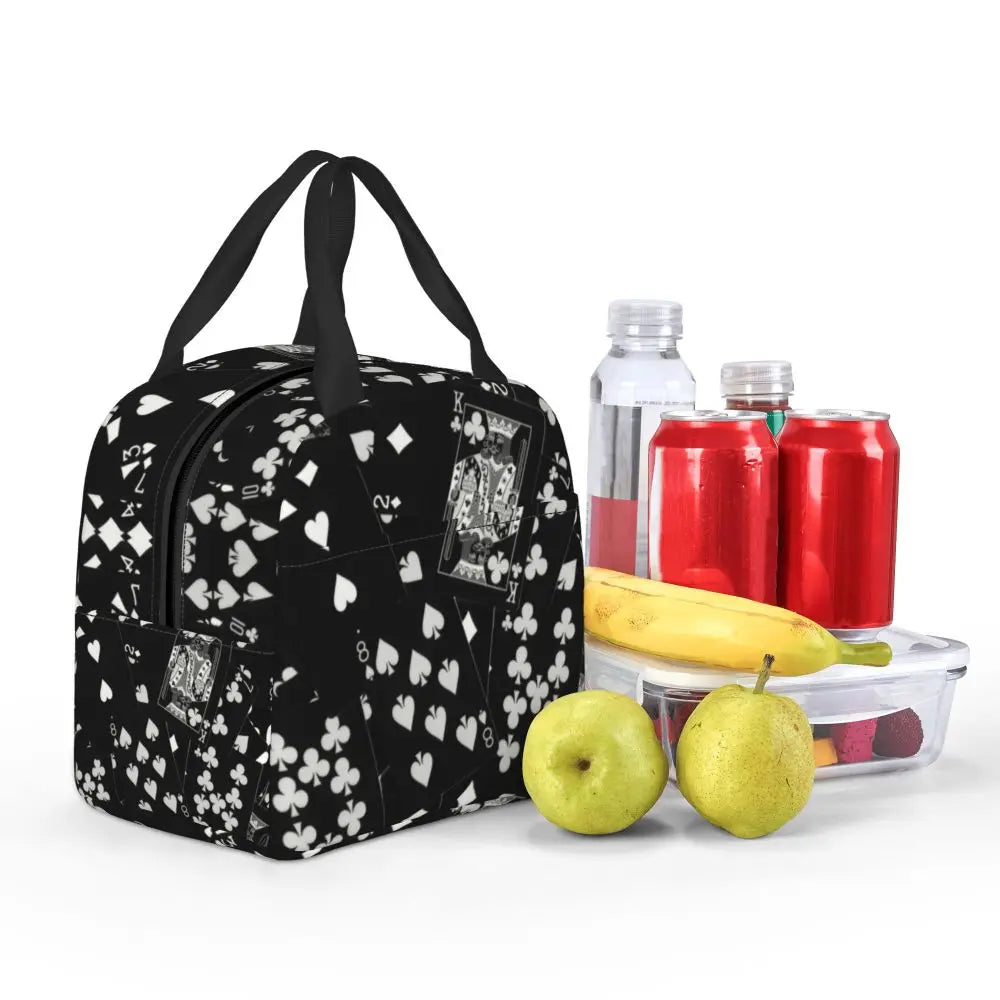 Poker Four Suits Portable Lunch Box Étanche Card Game Players Cooler Thermal Food Insulated Lunch Bag School Children Student