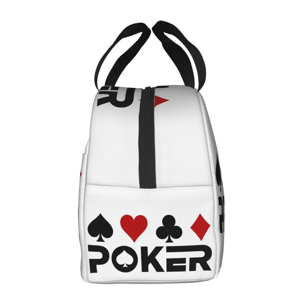 Poker Four Suits Portable Lunch Box Étanche Card Game Players Cooler Thermal Food Insulated Lunch Bag School Children Student
