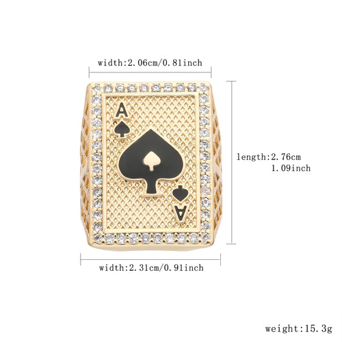 14K gold-plated men's playing card ring, available in various styles, a perfect Christmas and New Year's gift for men.