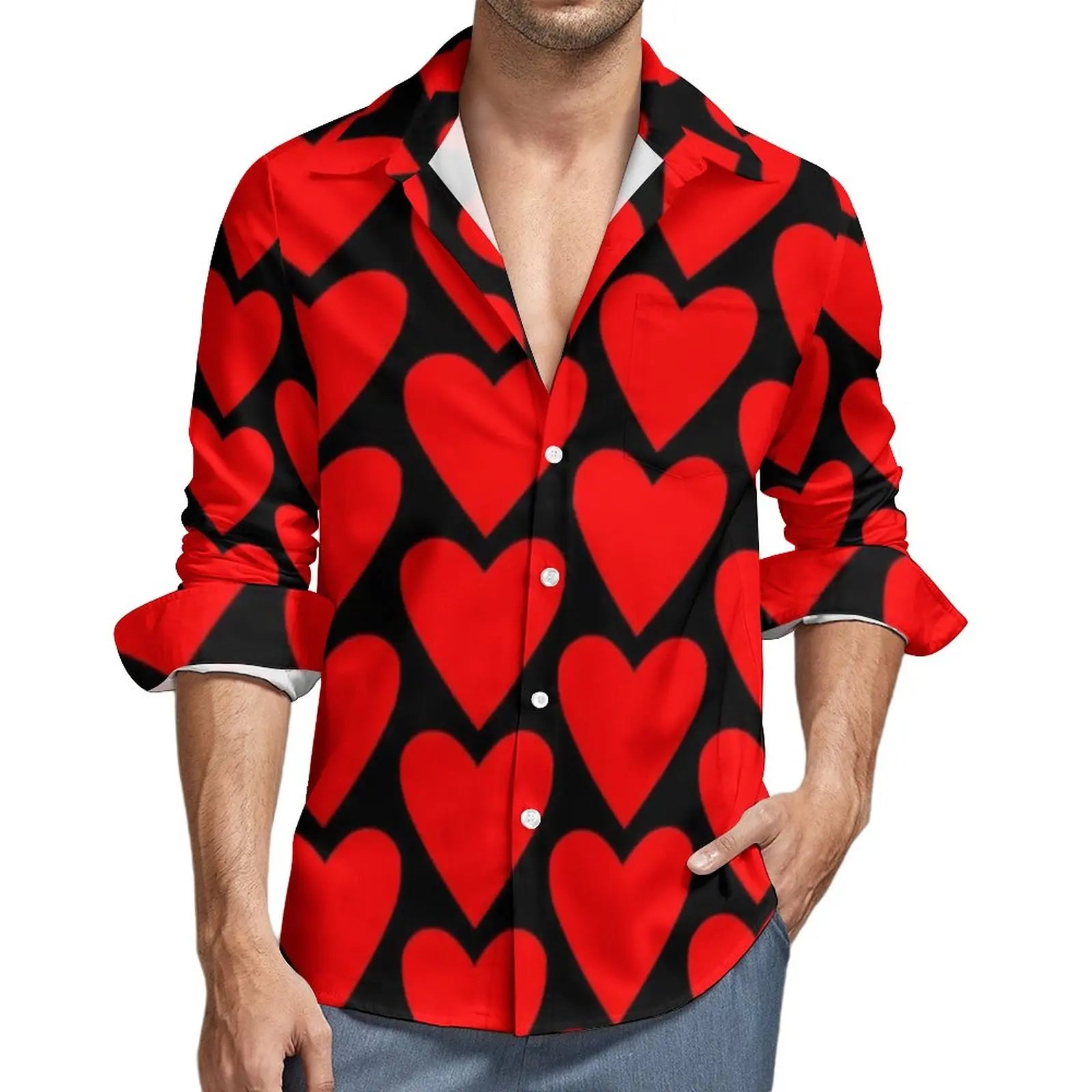 Poker Symbols Casual Shirts Male Playing Card Suits Shirt Long Sleeve Trending Funny Blouses Spring Graphic Clothing Plus Size