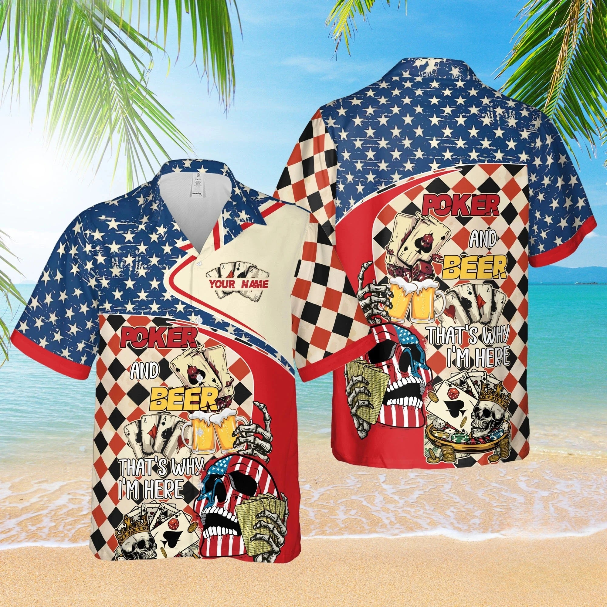 Poker Hawaiian Shirts Gambling Shirt Blackjack Short-sleeve Button Down Shirt Gift for Casino Lover Las Vegas Trip Casino Shirt