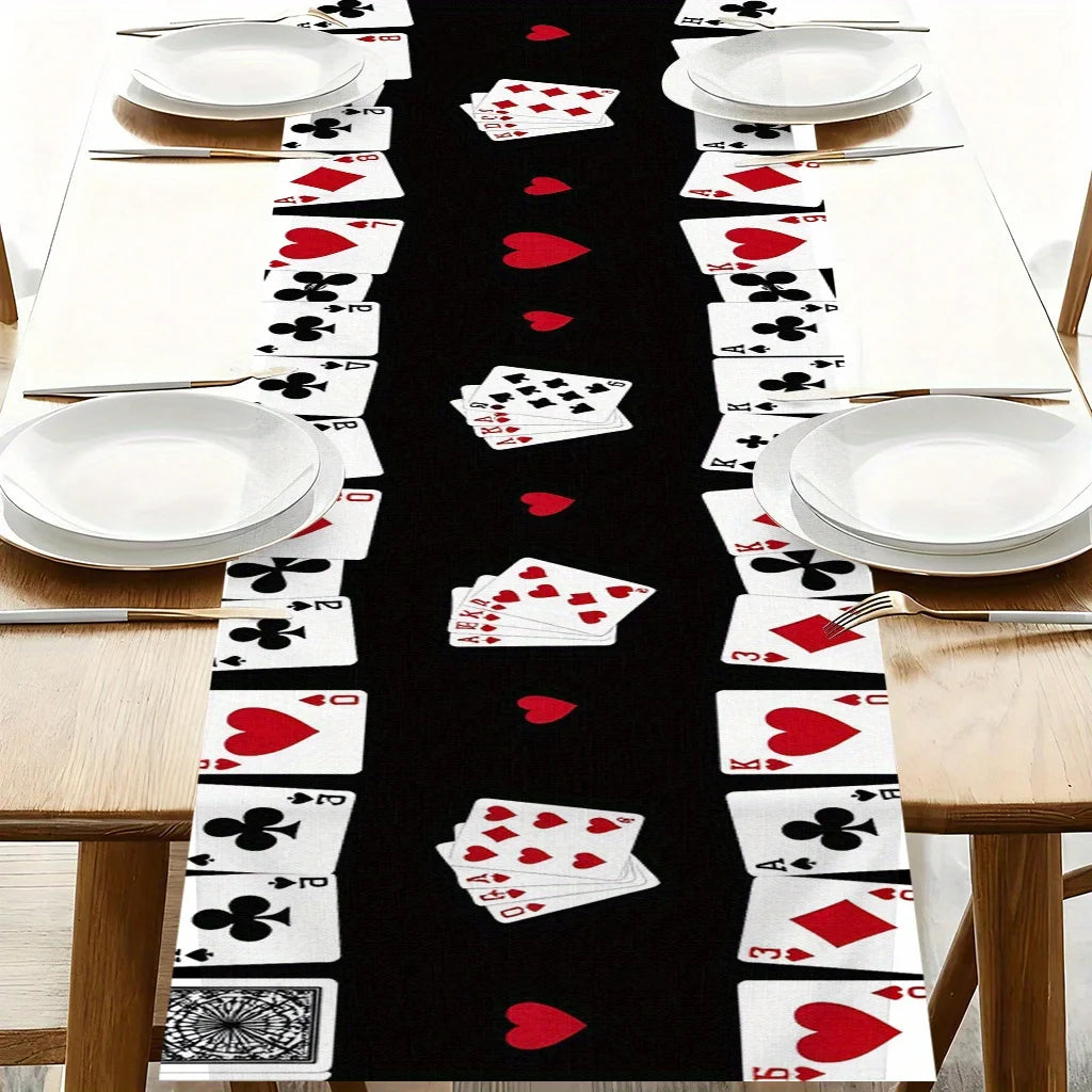 Poker Card Theme Table Runner Tablecover Poker Night Party Decoration Poker Card Birthday Party Supplies Home Dining Table Decor