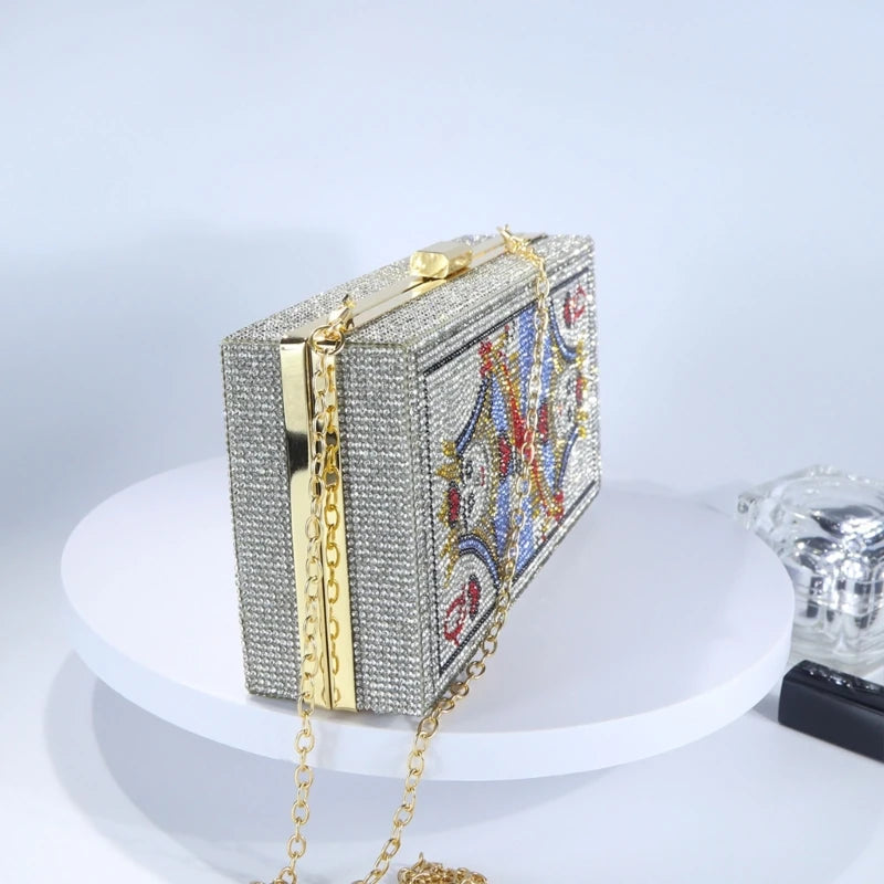 Women Card Evening Clutch Purse Novelty Purse Queen Hearts Bags Playing Cards Gift
