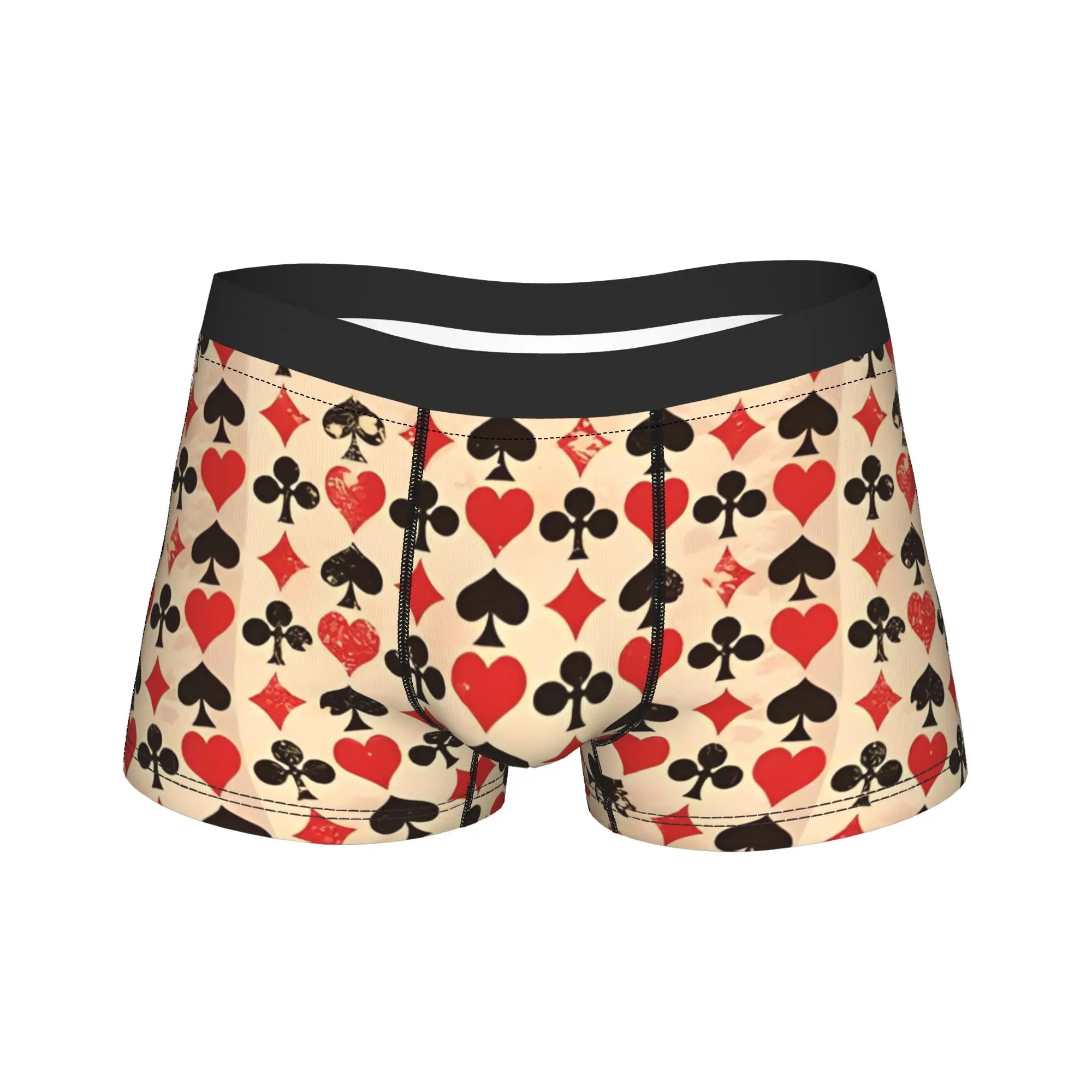 Men Boxer Briefs Shorts pants Panties King Of Hearts Blackjack Cards Poker 21 K Breathable Underwear Male Humor Plus Size Underpants