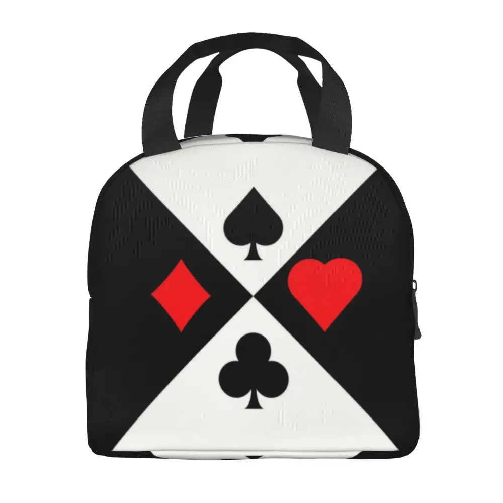 Poker Four Suits Portable Lunch Box Étanche Card Game Players Cooler Thermal Food Insulated Lunch Bag School Children Student