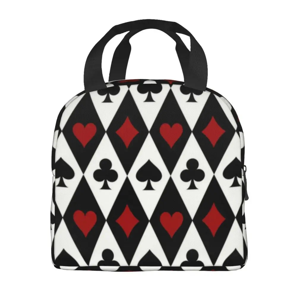Poker Four Suits Portable Lunch Box Étanche Card Game Players Cooler Thermal Food Insulated Lunch Bag School Children Student