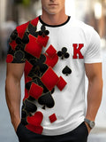 Men's Casual Short-Sleeved T-Shirt, 3D Poker King Pattern Top, Comfortable T-Shirt, Streetwear, New Arrival