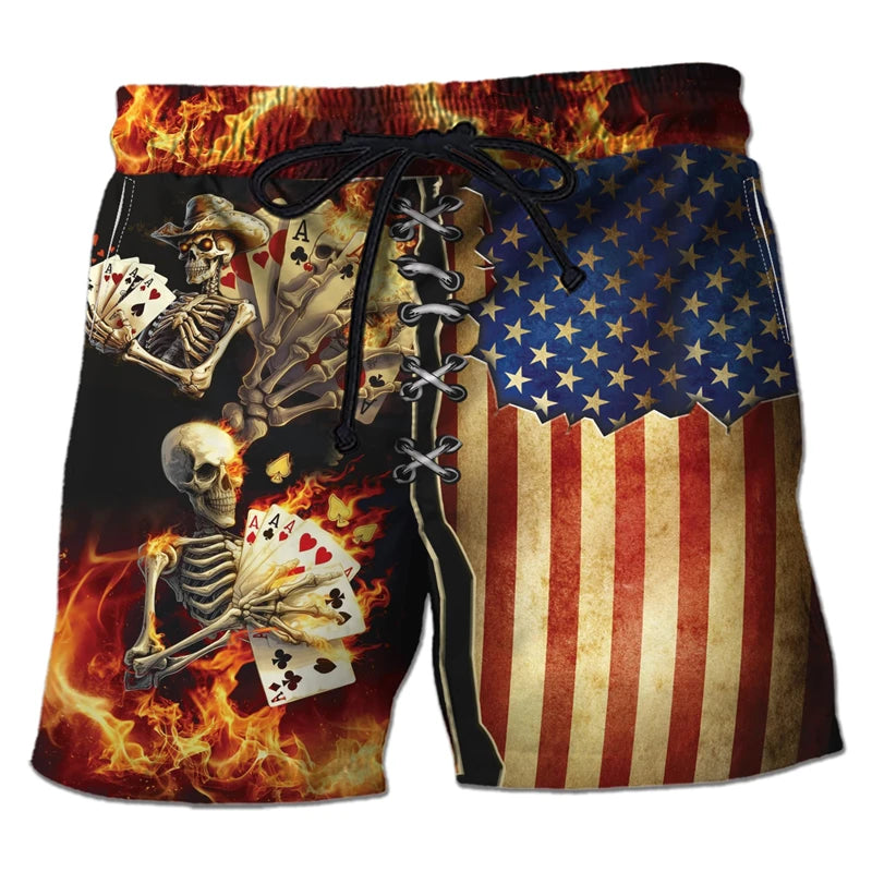 Casino Club 3D Printed Boardshorts Fashion Poker Short Pants For Men Clothes Playing Poker Beach Shorts Cards Trunks Bermudas