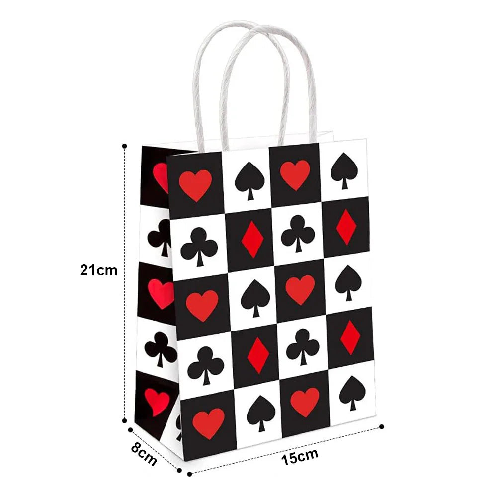 6/12/24/32pcs Casino Theme Favor Sacs avec Hand-Held Las Vegas Fête Candy Cadeau Sacs Casino Poker Fête Accessoires 6.3×3.15×8.27in