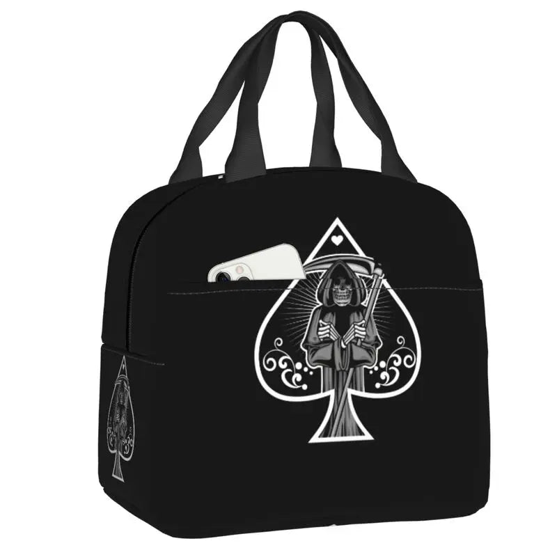 Poker Four Suits Portable Lunch Box Étanche Card Game Players Cooler Thermal Food Insulated Lunch Bag School Children Student