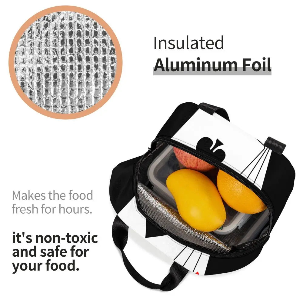Poker Four Suits Portable Lunch Box Étanche Card Game Players Cooler Thermal Food Insulated Lunch Bag School Children Student