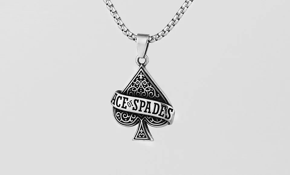 2022 New Ace of Spades Men Necklaces Jewelry,Stainless Steel Poker A Pendant,Rock Punk Casino Good Fortune Collar Accessory