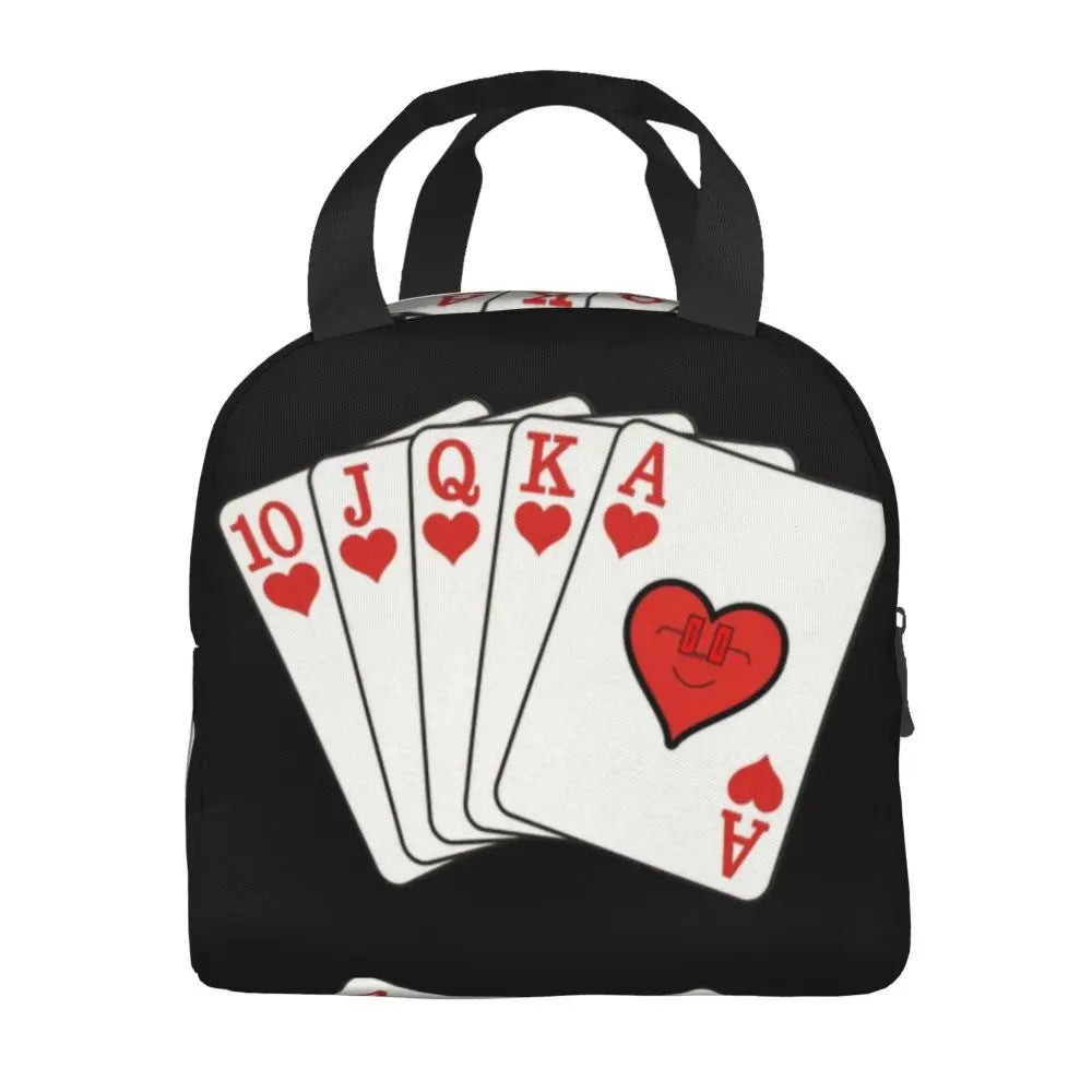 Poker Four Suits Portable Lunch Box Étanche Card Game Players Cooler Thermal Food Insulated Lunch Bag School Children Student
